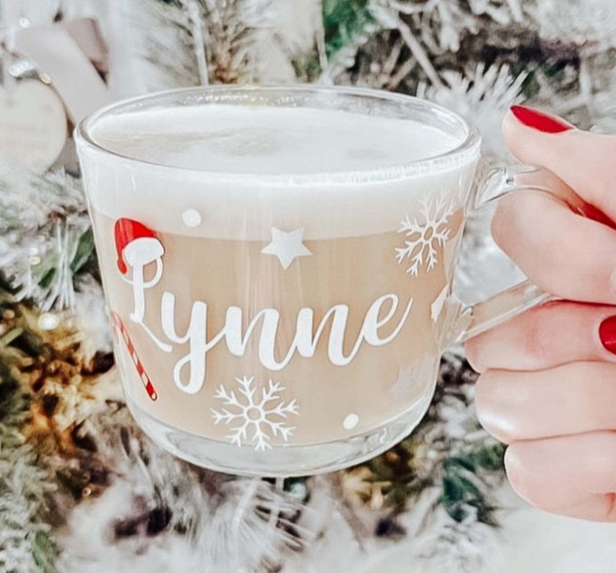Personalised White Christmas Glass Mug