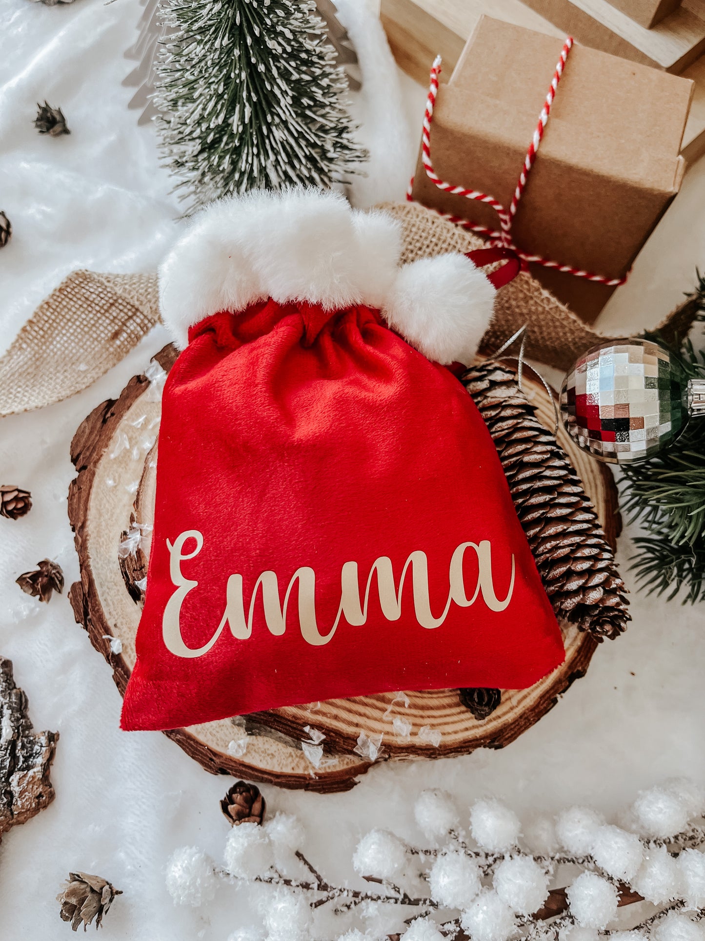 Personalised Mini Velvet Santa Sack