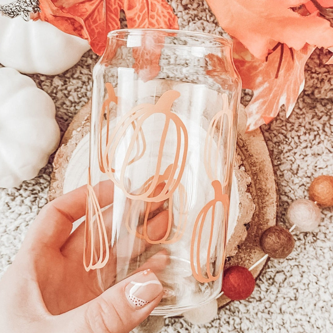 Orange Pumpkin Glass Tumbler
