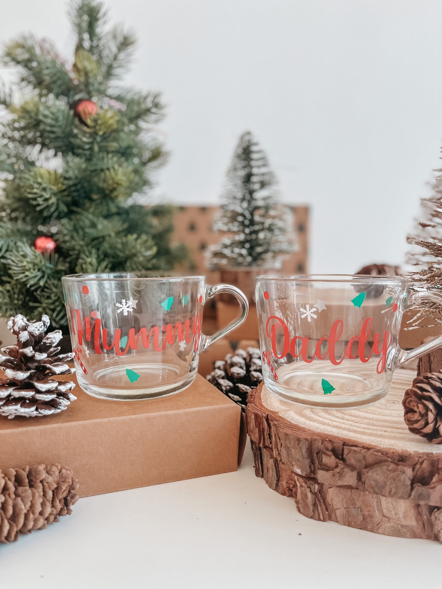 Personalised Red Christmas Glass Mug