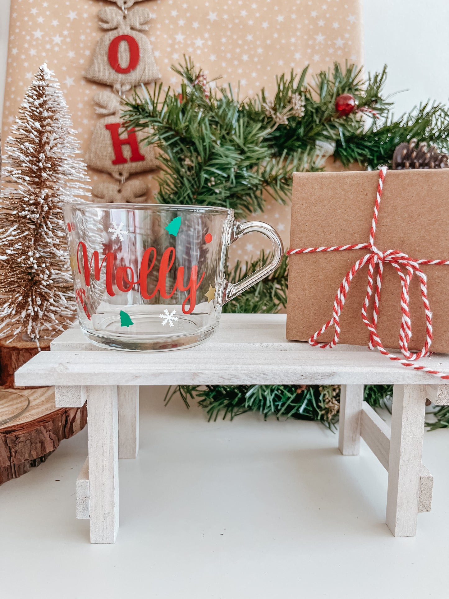 Personalised Red Christmas Glass Mug