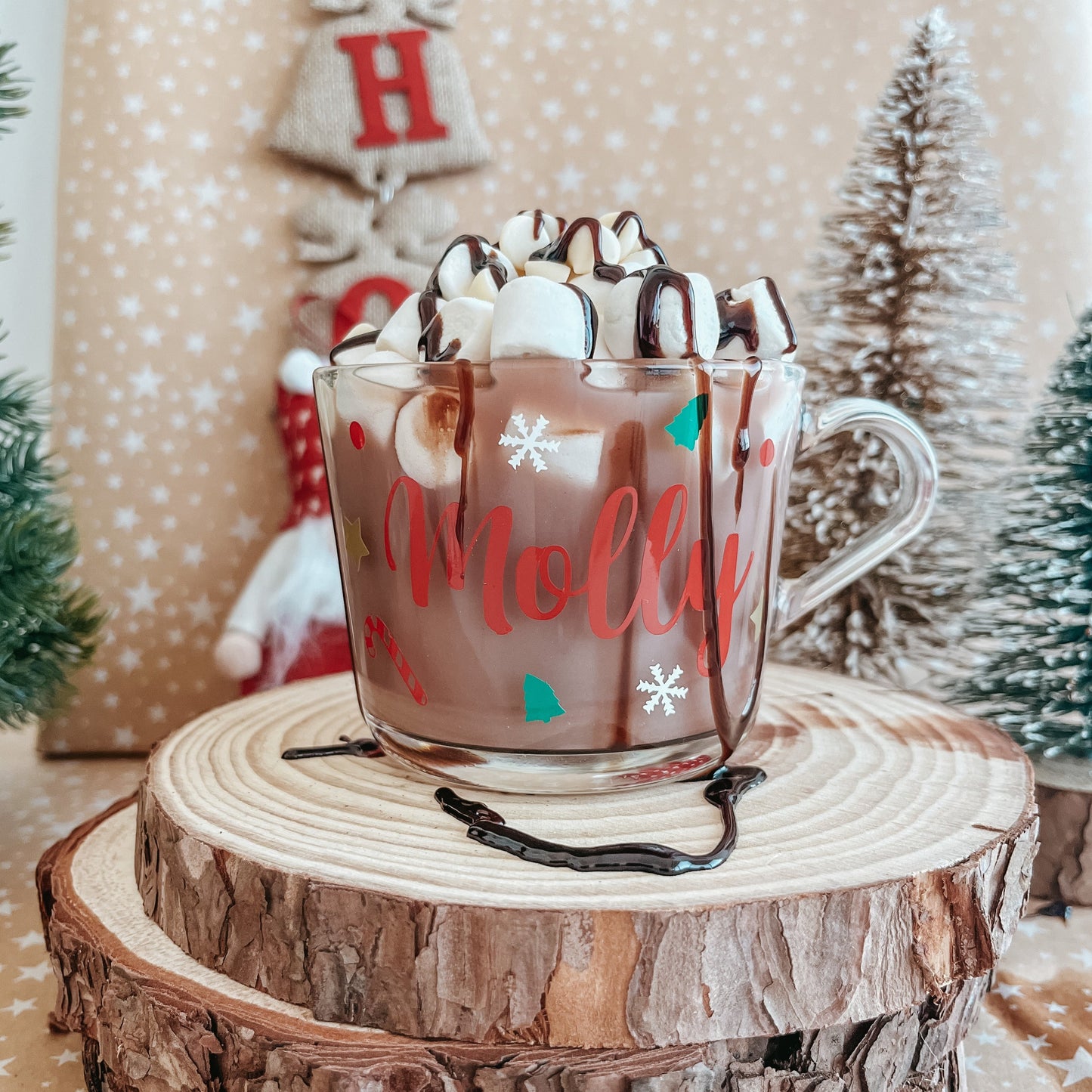 Personalised Red Christmas Glass Mug