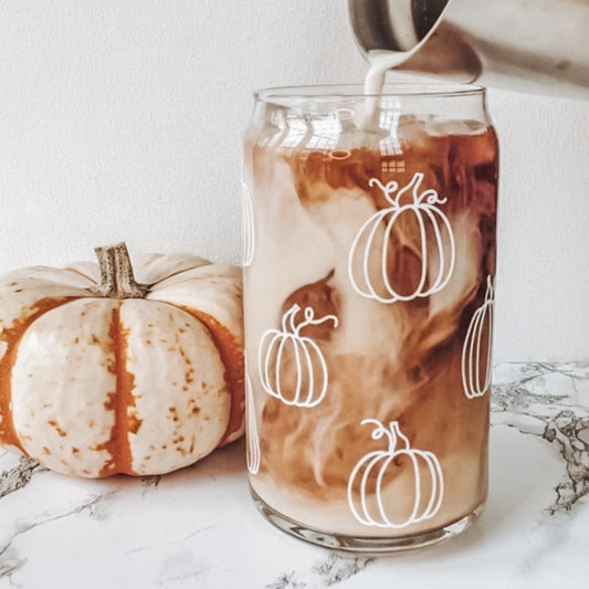 Pumpkin Outline Glass Tumbler
