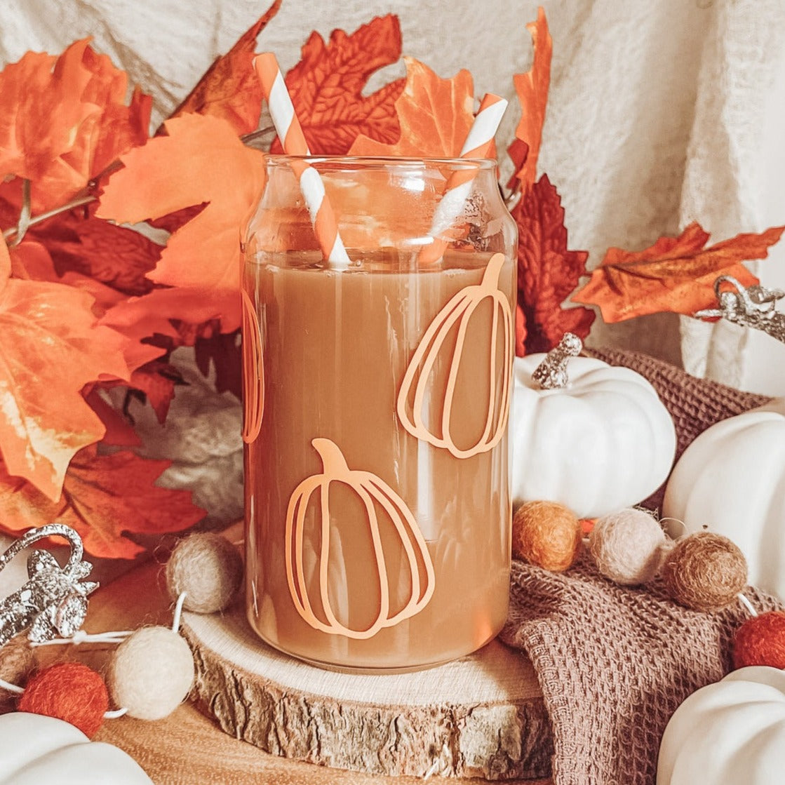 Orange Pumpkin Glass Tumbler